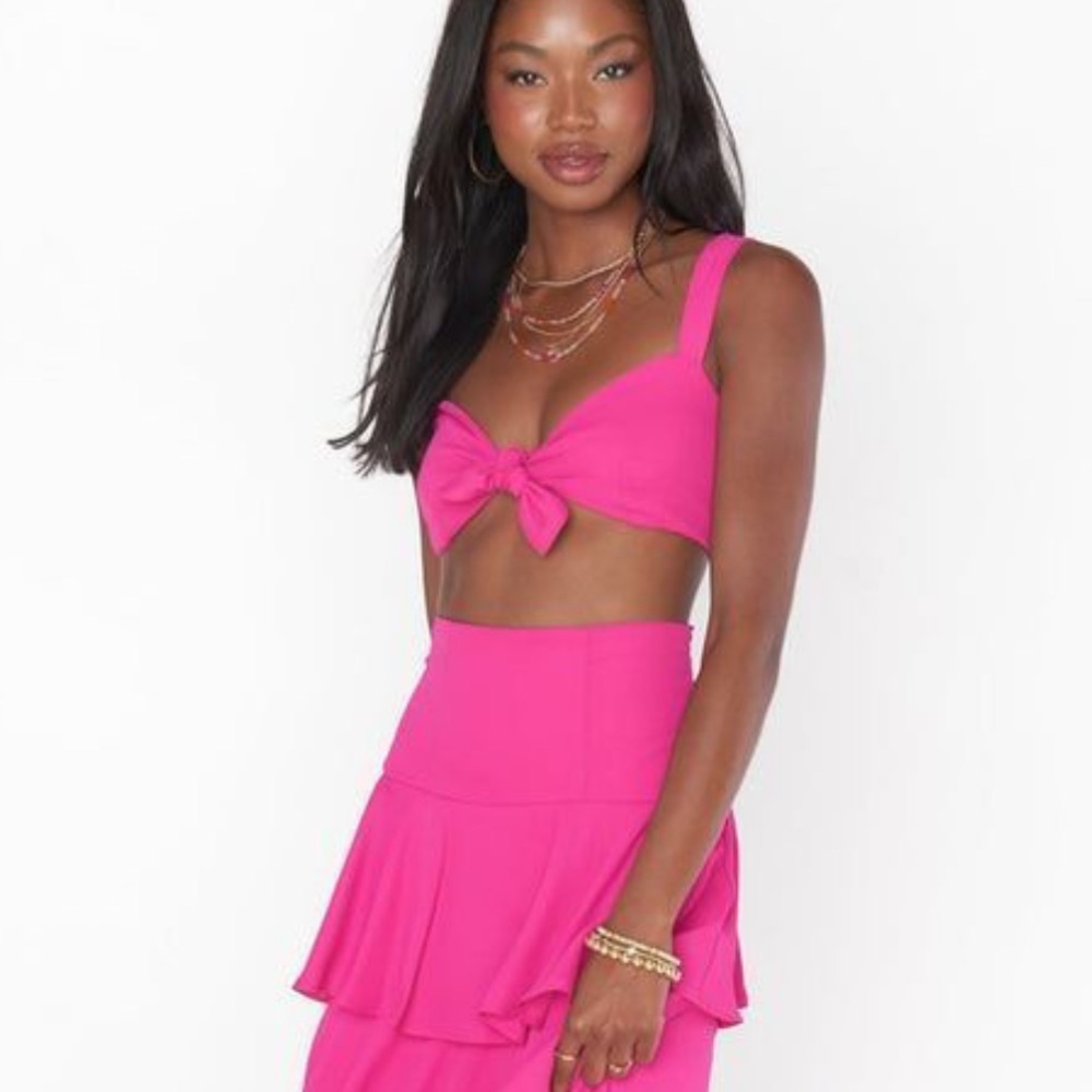 Show Me Your MuMu Pink Tie front Crop Top size Xl